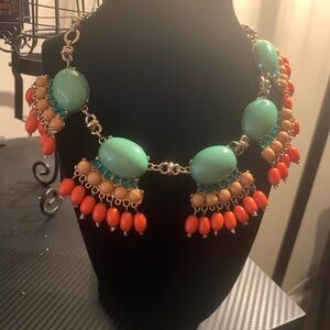J Crew‎ turquoise and orange necklace